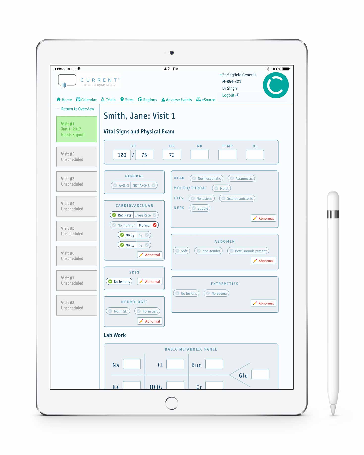 Circuit Clinical app on iPad