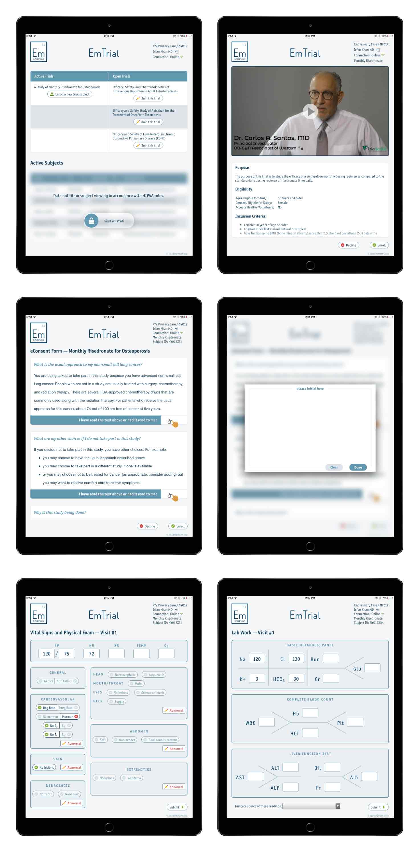 Empirican EM-Trial app on iPad