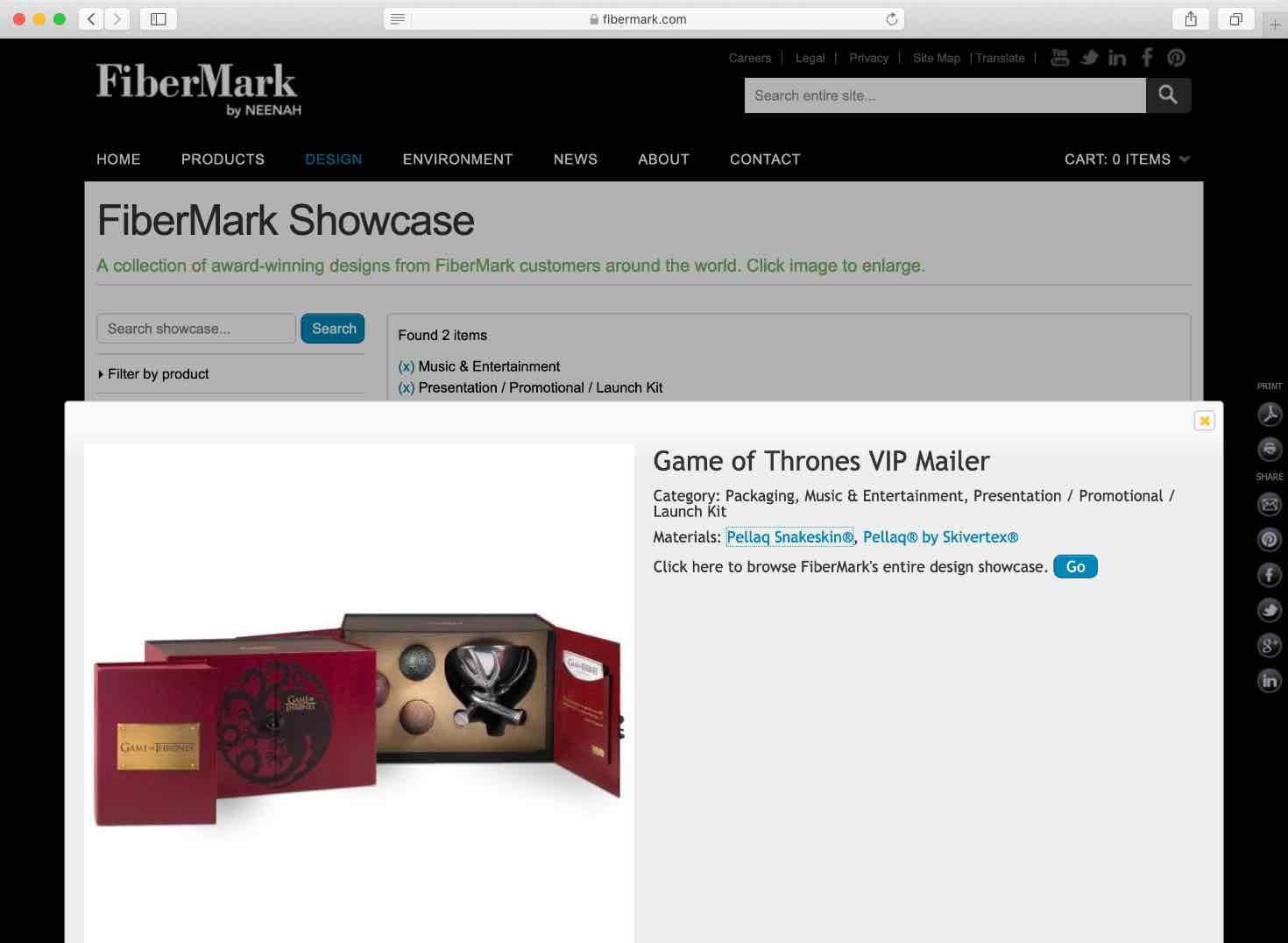 FiberMark Showcase modal window